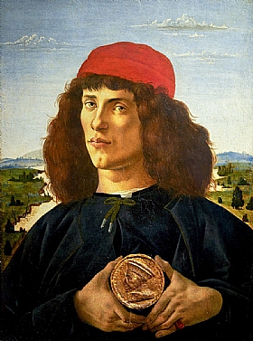 Sandro Botticelli, Homme tenant une mdaille - GRANDS PEINTRES / Botticelli